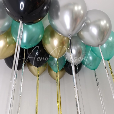 Набор шаров "Изумруд, серебро, золото, черный"